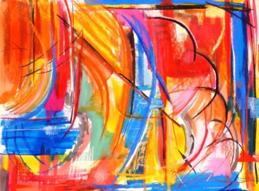Peinture intitulée "En roue libre 4" par Christian Battini, Œuvre d'art originale, Acrylique