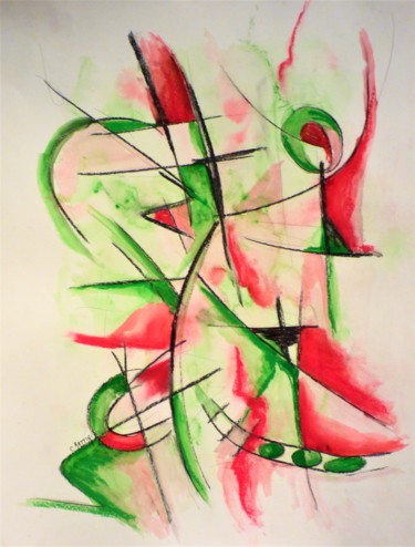 Painting titled "En roue libre 8" by Christian Battini, Original Artwork, Acrylic