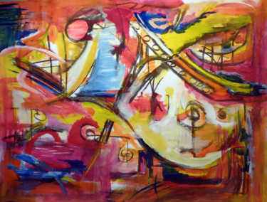 Картина под названием "En roue libre 15" - Christian Battini, Подлинное произведение искусства, Акрил