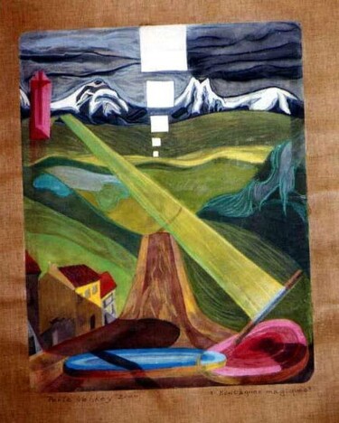 Painting titled "Montagne-magique" by Perle Velkey, Original Artwork