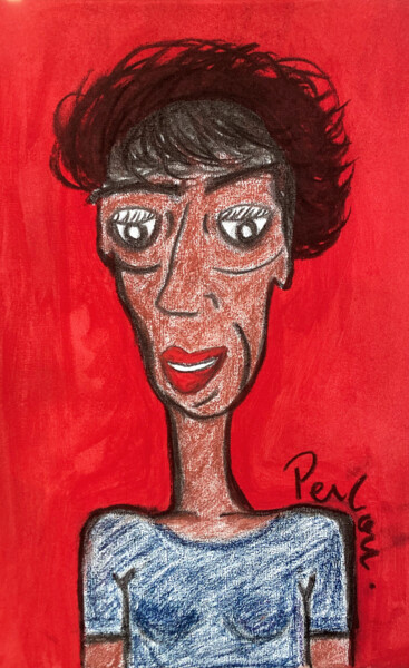 Pintura titulada "Ella" por Perlou, Obra de arte original, Carbón