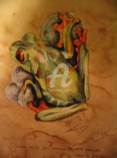 Painting titled "frog1" by Dora, Original Artwork