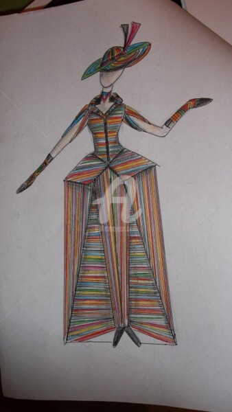 Painting titled "woman dress" by Dora, Original Artwork