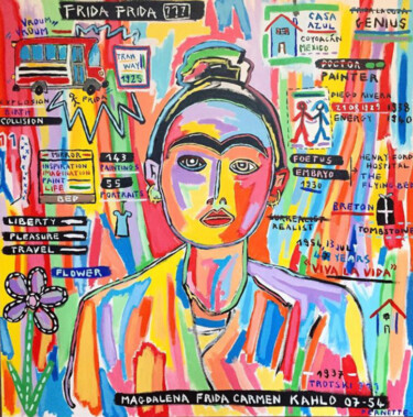 Картина под названием "Frida" - Pernette, Подлинное произведение искусства, Акрил Установлен на Деревянная рама для носилок