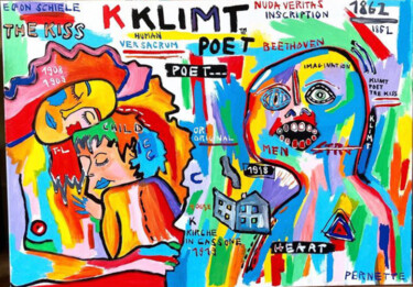 Malerei mit dem Titel "Klimt" von Pernette, Original-Kunstwerk, Acryl Auf Keilrahmen aus Holz montiert