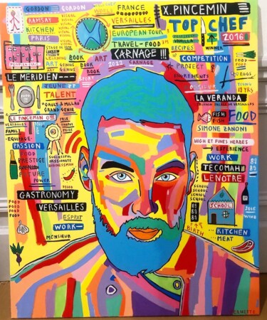 Painting titled "Xavier Pincemin" by Pernette, Original Artwork, Acrylic Mounted on Wood Stretcher frame
