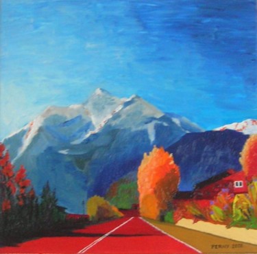 Peinture intitulée "Le Mont Blanc" par René Perny, Œuvre d'art originale, Huile