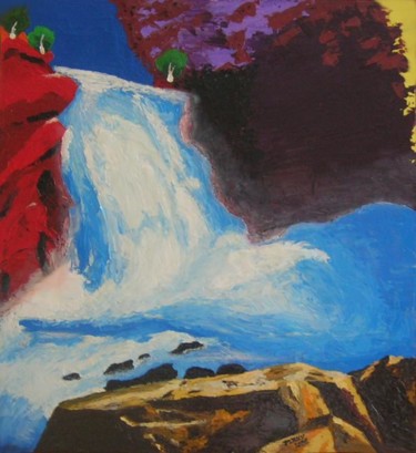 Peinture intitulée "Le saut du Doubs (2…" par René Perny, Œuvre d'art originale, Huile