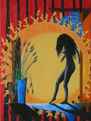 Painting titled "La timidité" by René Perny, Original Artwork, Oil