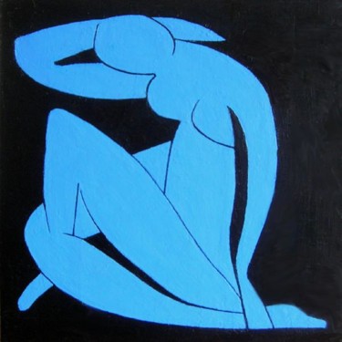 Peinture intitulée "Nu bleu" par René Perny, Œuvre d'art originale, Huile