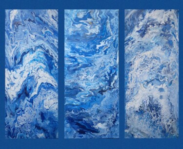 Painting titled "Dans les nuages" by Perrine Libois, Original Artwork, Acrylic Mounted on Wood Stretcher frame