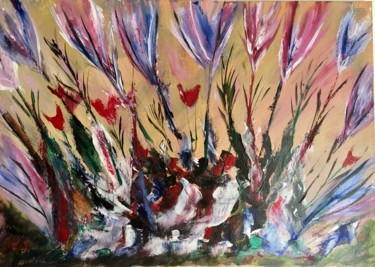 Painting titled "Composición floral2" by Pau Cg, Original Artwork, Acrylic