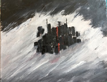 Painting titled "Ciudad intensa" by Pau Cg, Original Artwork, Oil