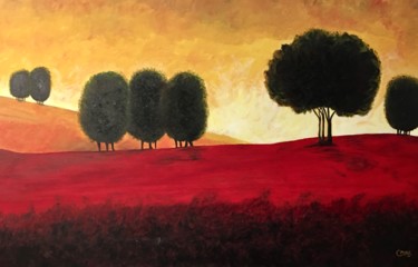 Painting titled "Atardecer" by Pau Cg, Original Artwork, Oil