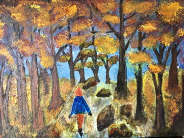 Painting titled "Paseo en el bosque" by Pau Cg, Original Artwork, Acrylic