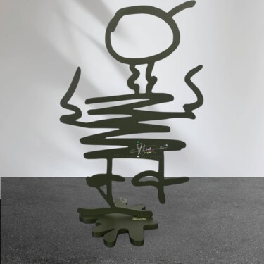 Sculpture intitulée "FILOCH "KAKI"" par Perrotte, Œuvre d'art originale, Acier inoxydable