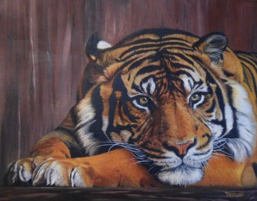 Картина под названием "Тигр" - Станислав Першин, Подлинное произведение искусства, Масло