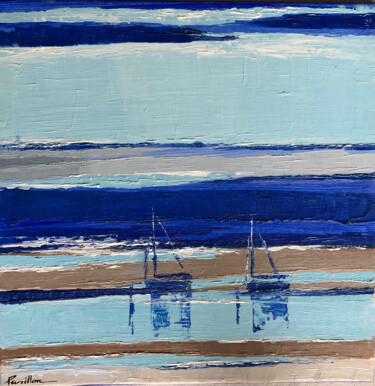 Painting titled "ocean bleu" by Françoise Persillon, Original Artwork, Oil