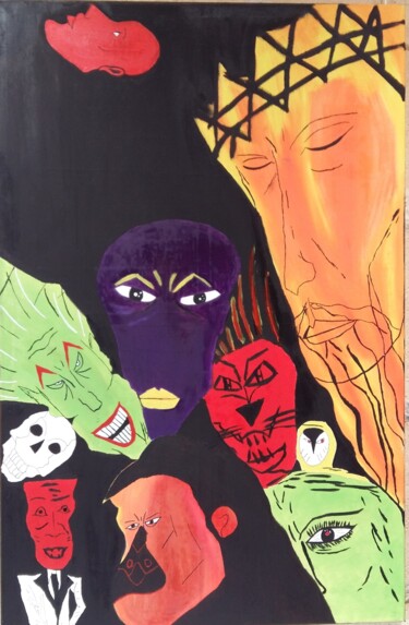 Malerei mit dem Titel "Facebook" von Cyrille Braud, Original-Kunstwerk, Öl