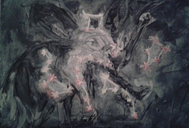 Painting titled "le-ciel-hemisphere-…" by Odile Personne, Original Artwork, Oil
