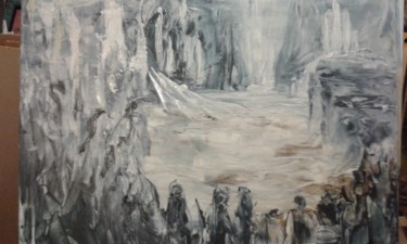 Pittura intitolato "les-migrants-2016.j…" da Odile Personne, Opera d'arte originale, Olio