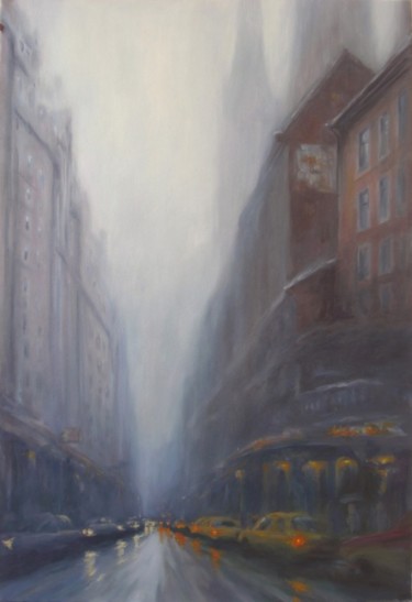 Painting titled ""Rain In The City"" by Peter Perun, Original Artwork