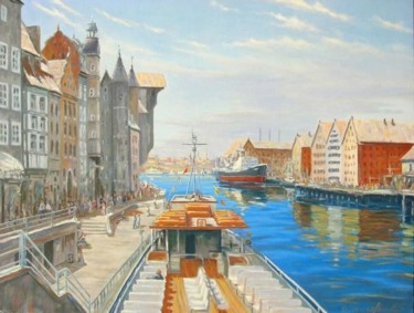 Painting titled "Port city" by Peter Perun, Original Artwork