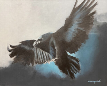 Peinture intitulée "L'oiseau noir" par Olivier Pesquié, Œuvre d'art originale, Acrylique Monté sur Carton