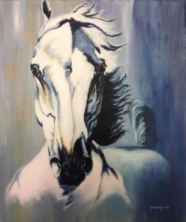 Painting titled "Equus" by Olivier Pesquié, Original Artwork, Acrylic Mounted on Wood Stretcher frame
