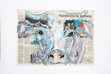 Painting titled "Love the Blue Cow" by Pete Kilkenny, Original Artwork, Pastel