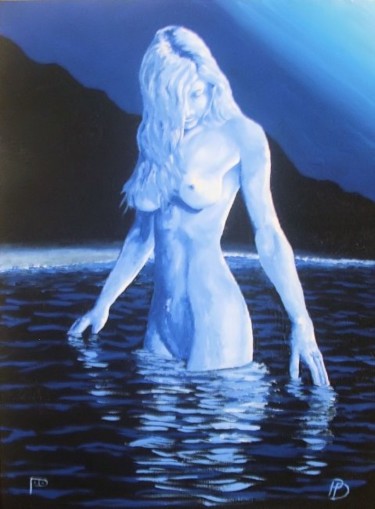 Painting titled "Moonlight bathe" by Davo, Original Artwork