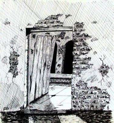 Drawing titled "Kusadasi - old gate" by Davo, Original Artwork