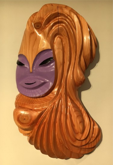 Sculpture intitulée "Marilyn Mask" par Peter Lattey, Œuvre d'art originale, Bois