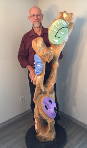 Sculpture titled "Peace Pole" by Peter Lattey, Original Artwork, Wood