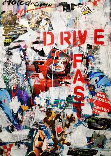 Collages titled "Drive Fast" by Peter Altieri, Original Artwork, Collages