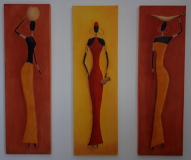 Malerei mit dem Titel "Femininity sculpted…" von Niki Christodoulou, Original-Kunstwerk, Acryl
