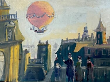 Pintura intitulada "The Aeronaut" por Peter Babakitis, Obras de arte originais, Óleo