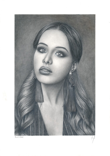 Drawing titled "Prety woman" by Peter Bahurinský, Original Artwork, Pencil