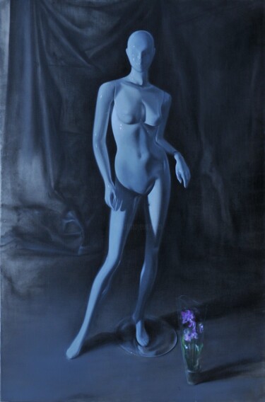 Painting titled "Lady orchid" by Peter Balog, Original Artwork, Oil Mounted on Wood Stretcher frame