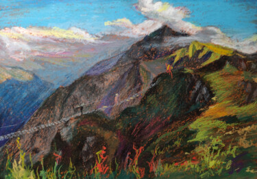 Pintura titulada "Southern Mountains" por Peter Bespalenok, Obra de arte original, Pastel