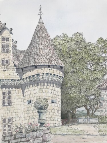 Painting titled "Chateau de Montbazi…" by Peter Blake, Original Artwork, Watercolor