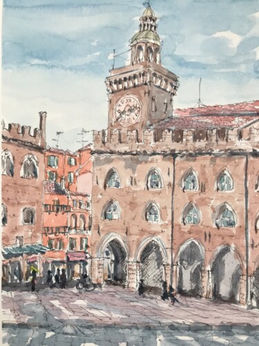 Painting titled "Piazza Maggiore, Bo…" by Peter Blake, Original Artwork, Watercolor