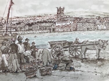 Painting titled "Sorting the catch" by Peter Blake, Original Artwork, Watercolor