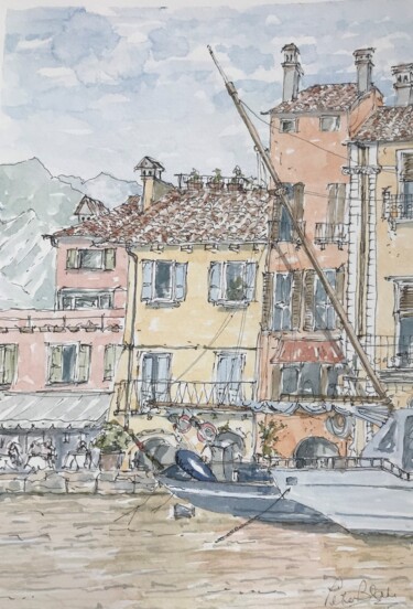 Pittura intitolato "Malcesine harbour" da Peter Blake, Opera d'arte originale, Acquarello