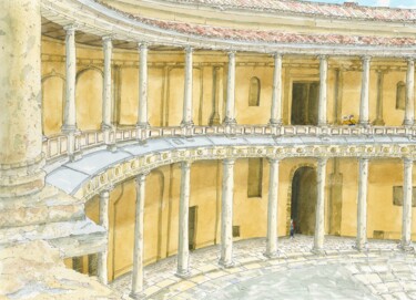 Peinture intitulée "Palace of Charles V…" par Peter Blake, Œuvre d'art originale, Aquarelle