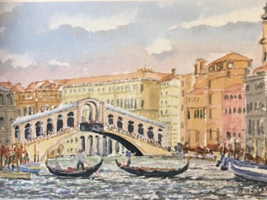 Peinture intitulée "Rialto bridge, Veni…" par Peter Blake, Œuvre d'art originale, Aquarelle