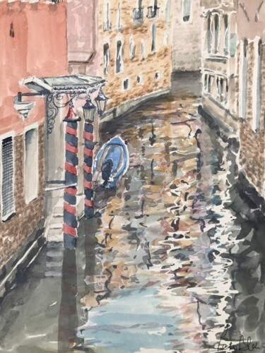 Peinture intitulée "Venice canal" par Peter Blake, Œuvre d'art originale, Aquarelle