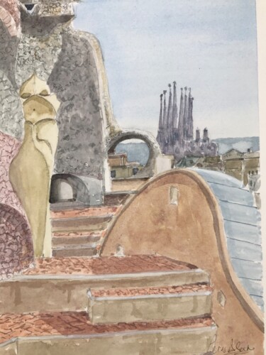 Peinture intitulée "Barcelona" par Peter Blake, Œuvre d'art originale, Aquarelle