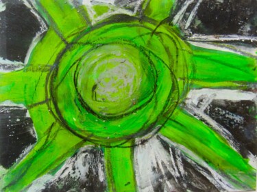 Painting titled "Green Star" by Peter Ceccon, Original Artwork, Acrylic