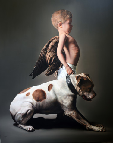 Painting titled "Angel" by Peter Duhaj, Original Artwork, Oil